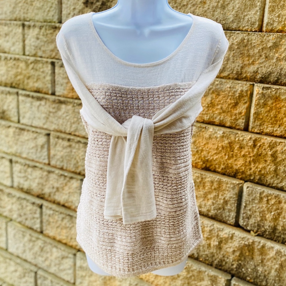 Tan Knit/Cream Sweater by Lucky...Sz XL but fits L
